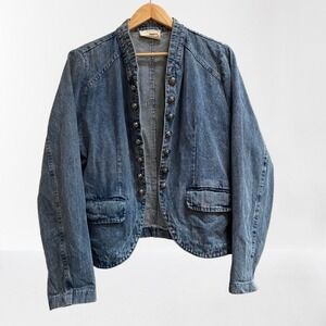 Savanna Jane Women's Blue Military Style Denim Jean Jacket Large